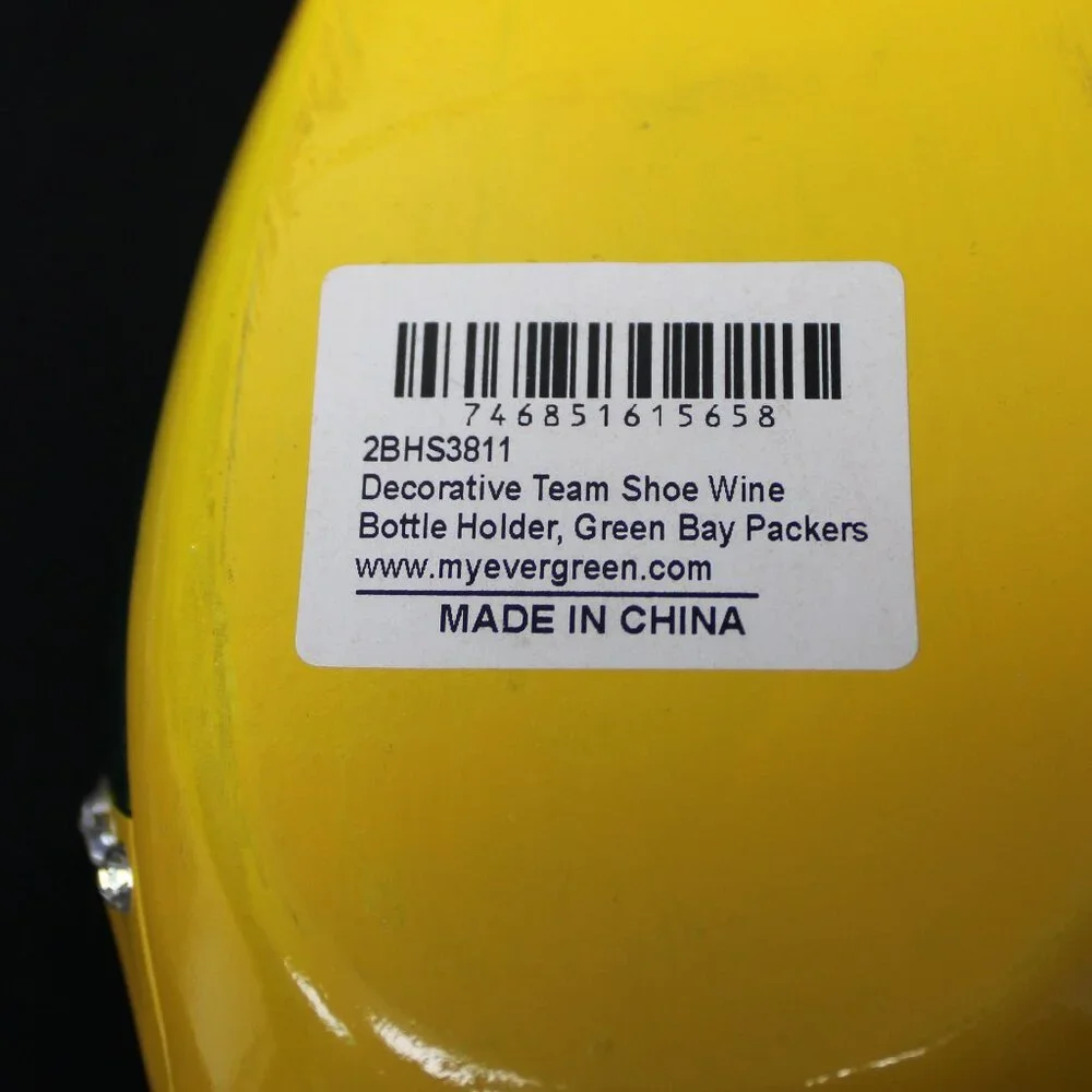Green Bay Packers NFL Team Spirit Stiletto Wine Bottle Holder Ceramic NWT